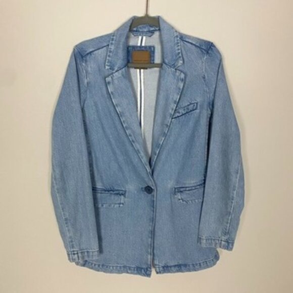 American Eagle Oversized Denim Blazer Jacket Jean Womens XS Light Wash - Picture 1 of 7